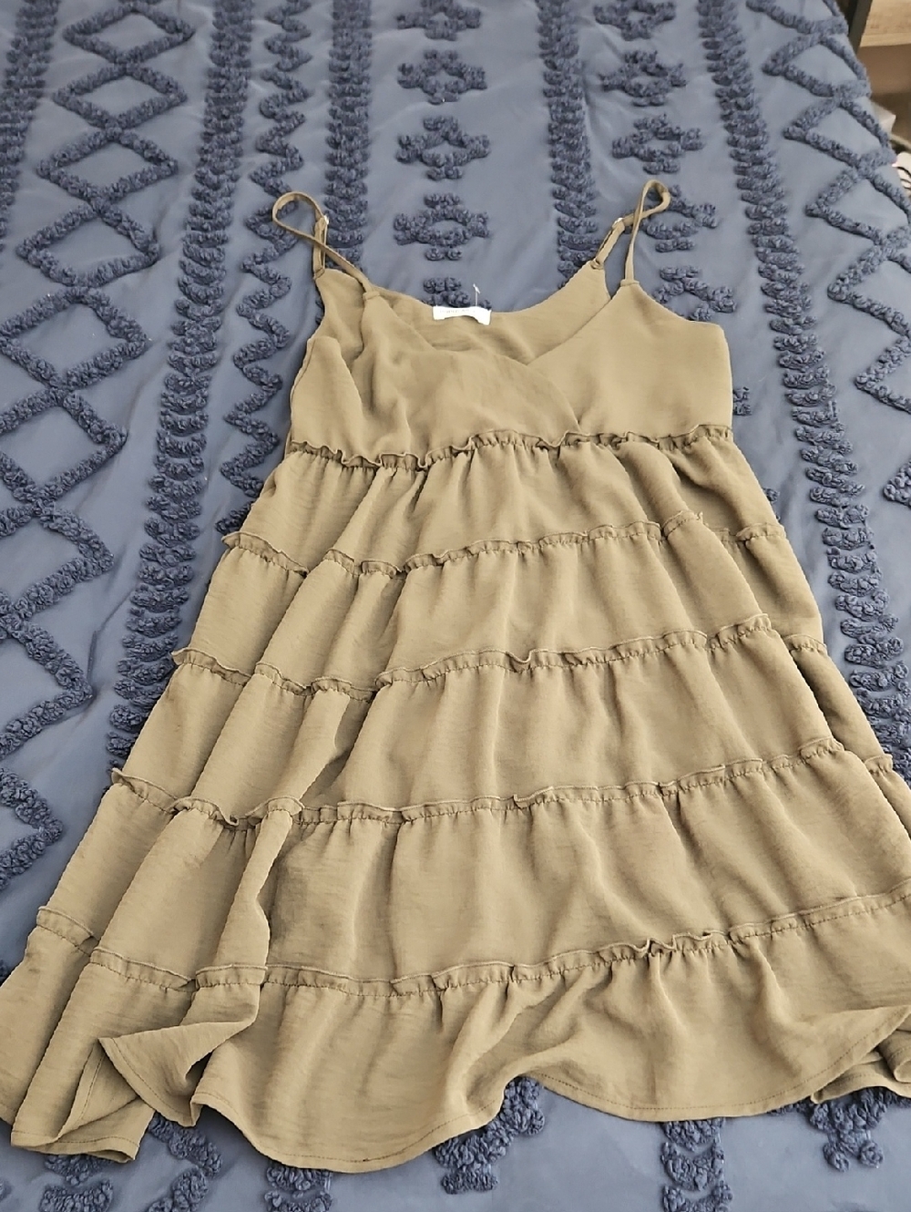 Olive Green Tiered Mini Dress - Women